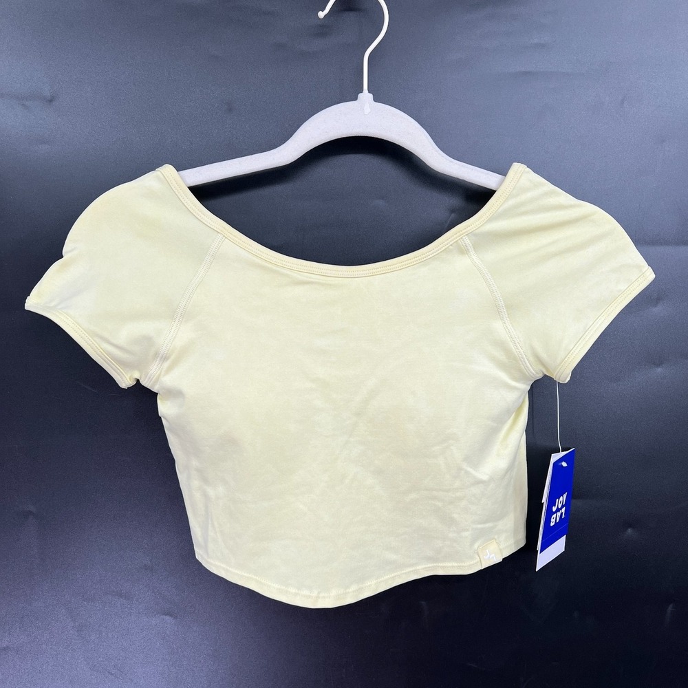NEW elfin neon yellow built in bra off shoulder balletcore workout active top S